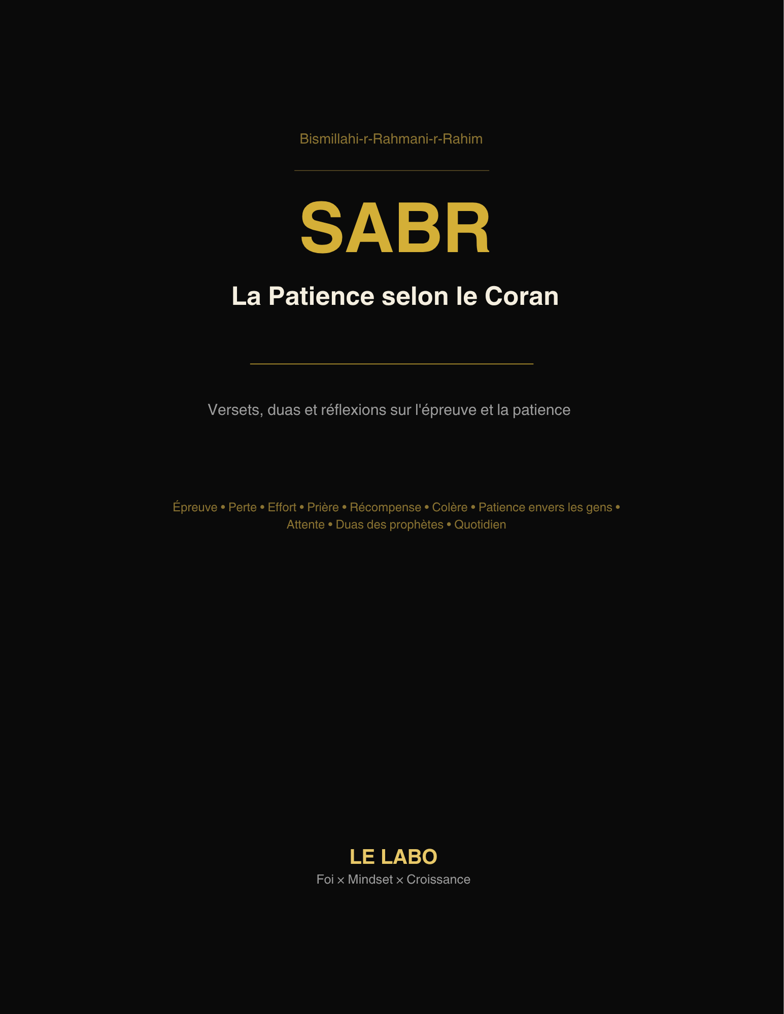 SABR — La Patience selon le Coran — Livret PDF